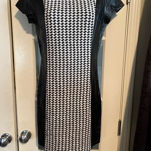 Hem & Thread houndstooth and faux leather dress. Size S